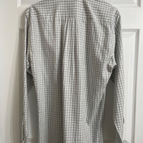 Peter Millar gray and white button down shirt size M with pocket - Picture 3 of 6